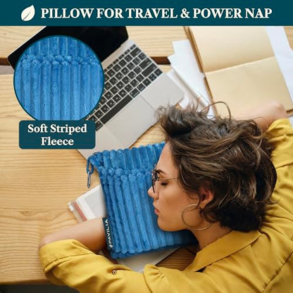PAVILIA Travel Blanket and Pillow, Soft Ribbed Fleece Airplane, Teal Blue - color: Sea Blue