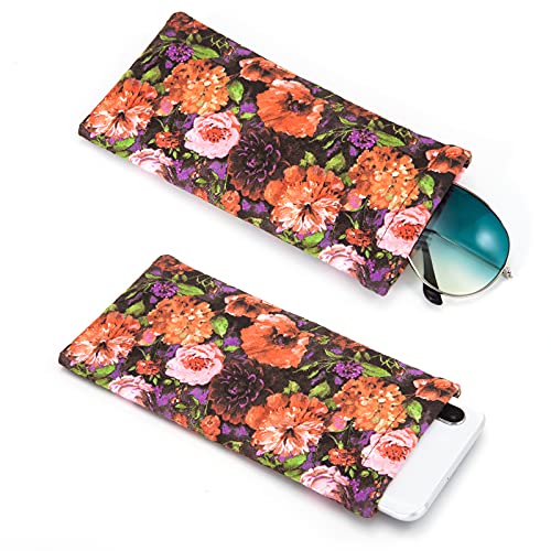 TRIUMPH VISION Eyeglass Case Glasses Case Soft Sunglass Pouch Sleeve 3 Pack - color: Oil Painting Flowers