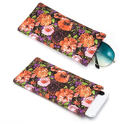 TRIUMPH VISION Eyeglass Case Glasses Case Soft Sunglass Pouch Sleeve 3 Pack - color: Oil Painting Flowers