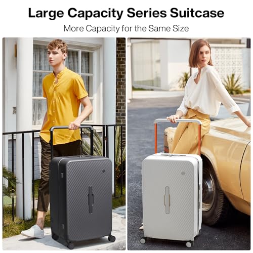 mixi 26 Inch Large Checked Luggage Suitcase with Spinner Wheels Upgrade Wide Handle PC Hard Shell Rolling Travel Suitcase with TSA Lock, Rock Gray - color: Rock Gray