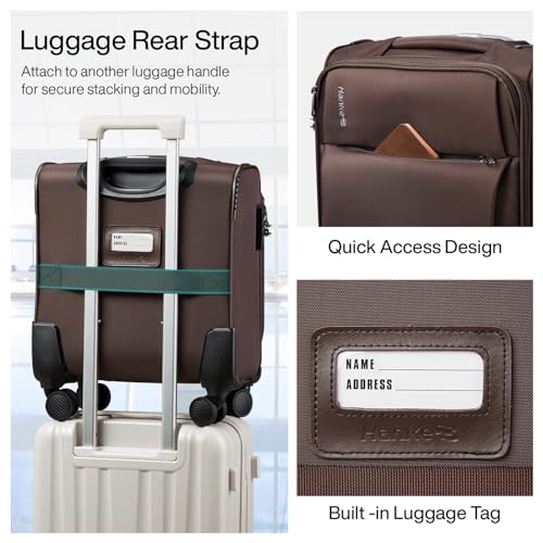 Hanke Underseat Carry On Luggage with Wheels, Small Suitcase, Rolling Bag - color: Coffee, size: 16 Inch Underseat