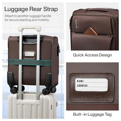 Hanke Underseat Carry On Luggage with Wheels, Small Suitcase, Rolling Bag - color: Coffee, size: 16 Inch Underseat
