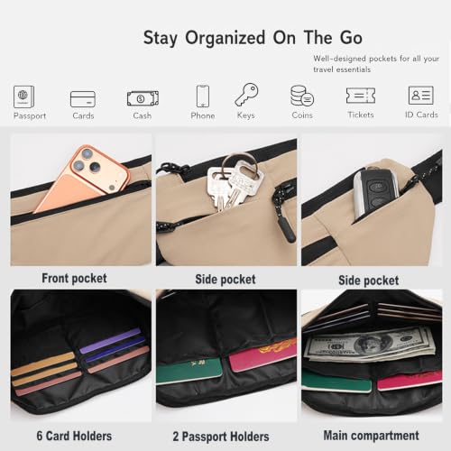 Money Belt for Travel RFID Blocking Passport Holder (dark grey) - color: dark grey