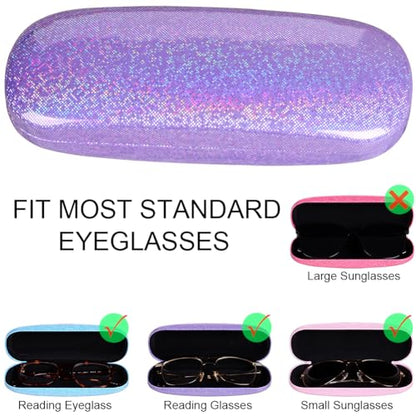 ADBGV 3Pcs Unisex Hard Shell Eyeglasses Cases, Protective Case For Glasses,Sunglasses Case with Cleaning Cloth - color: A_purple+pink+white
