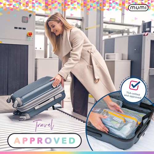 MUMI Travel Toiletry Bag Set of 3 - Clear TSA Approved, Blue - color: Blue