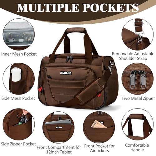 Underseat Carry On Luggage Bag Airplanes Personal Item Bag - 16 IN Brown - color: Brown, size: 16 IN