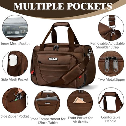 Underseat Carry On Luggage Bag Airplanes Personal Item Bag - 16 IN Brown - color: Brown, size: 16 IN