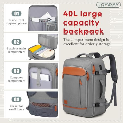 Joyway Expandable Carry on Luggage Sets Airline Approved, Lightweight Hard Shell 20 Inch Carry-on Suitcase with Spinner Wheels - color: Grey, size: Carry on luggage