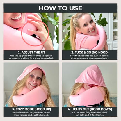 FlyHugz® 2.0 Hooded Travel Pillow, 2026 Original Release - color: Pink