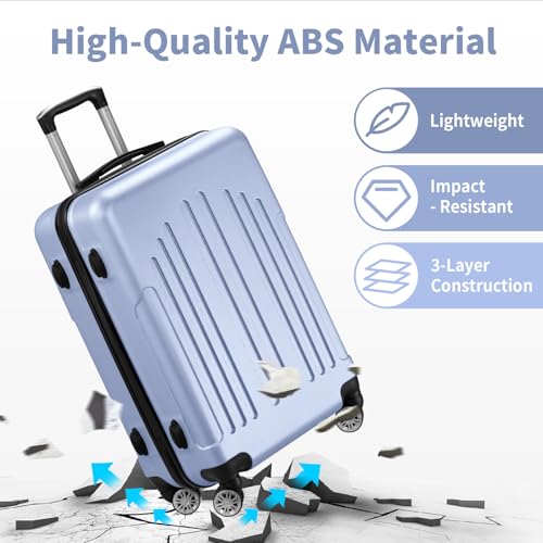 Karl home Luggage Set 3 Piece Hardshell Suitcases with TSA Lock, Blue - color: Sea Blue, size: 3 Piece Set (20/24/28 Inch)