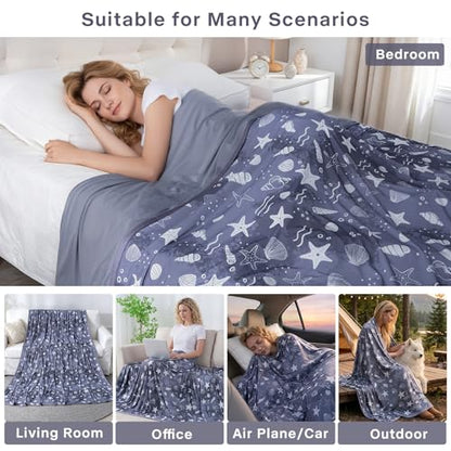 Cooling Blanket Twin Size 60"x90" Dual-Sided Thin Summer Blankets - color: Grey - Starfish, size: Twin 60"x90"