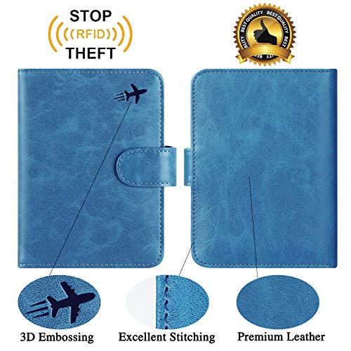 Passport Holder Cover Wallet RFID Blocking, Travel Essentials - color: Z _ #Blue