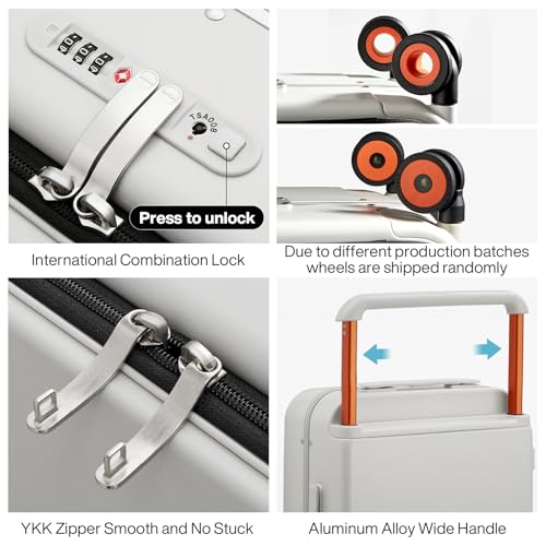 mixi 24 Inch Checked Luggage Aluminum Frame & Spinner Wheels, Smoke White - color: Smoke White, size: 24-inch
