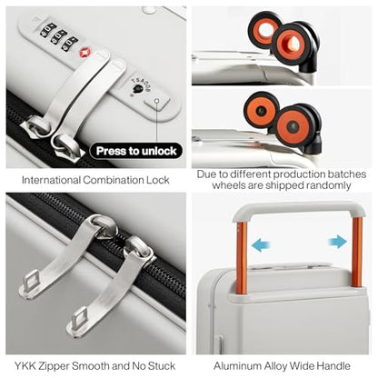 mixi 24 Inch Checked Luggage Aluminum Frame & Spinner Wheels, Smoke White - color: Smoke White, size: 24-inch