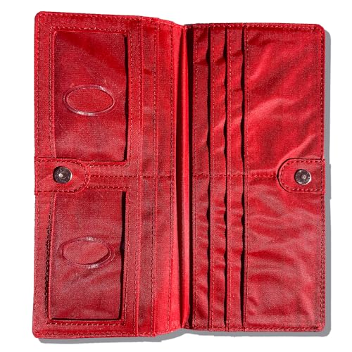 Big Skinny Women's Executive Bi-Fold Checkbook Slim Wallet, Holds Up to 40 Cards - color: Lipstick Red