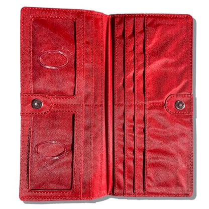 Big Skinny Women's Executive Bi-Fold Checkbook Slim Wallet, Holds Up to 40 Cards - color: Lipstick Red
