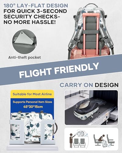 Vacuum Seal Carry on Backpack for Women Travel with Air Pump TSA Approved - color: A21-leafwhite, size: Small