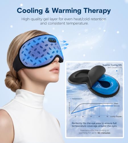 MUSICOZY Sleep Mask Bluetooth Headphone Cooling Weighted Eyemask Headphones - color: Grid Blue