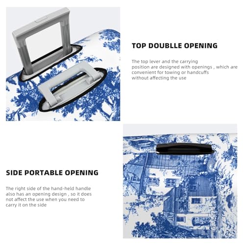 Luggage Cover, Blue and White Pattern, Elastic Polyester Spandex, Protective Suitcase Cover with Double Opening Design, Small (18-21 inches) - color: Blue and White pattern, size: S (for 18"-21" Suitcase)