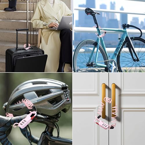 YAODHAOD Luggage Lock,TSA Approved Travel Lock,3 Digit Combination Padlock Spring Cable Lock (80cm) for School Gym Locker, Helmet, Gate, Fence, Luggage,Suitcases (2PCS) (Pink) - color: Pink