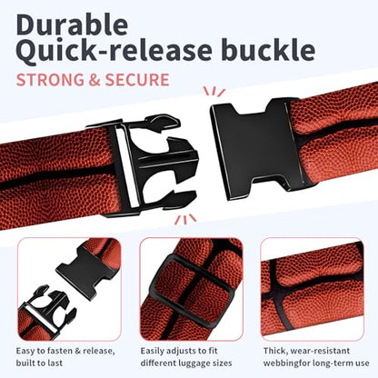 Luggage Strap for Suitcases Adjustable Travel Belt with Quick Release Buckle, Cute Travel Accessories for Suitcase Strap Basketball Pattern - color: Basketball Pattern