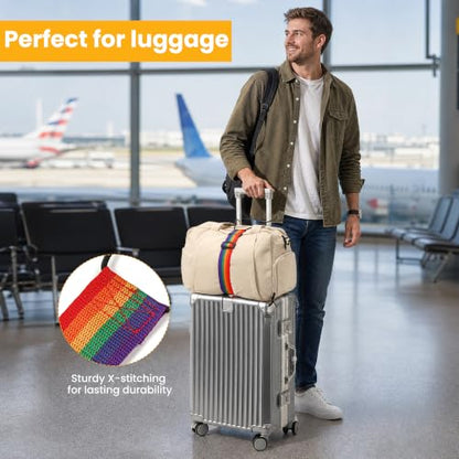 Adjustable Elastic Luggage Straps for Suitcase, Travel Bungee Straps - color: Black, Gray, Rainbow
