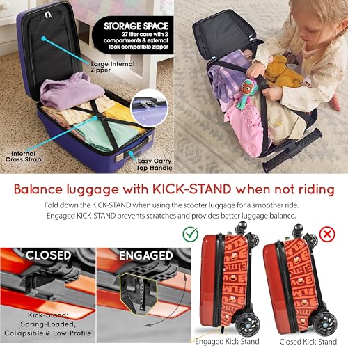 KIDDIETOTES Sesame Street Detachable Scooter Luggage, Ride-On Carry-On - style: Elmo
