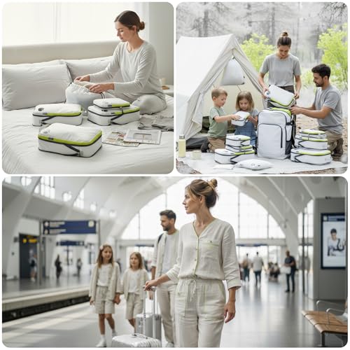 Cipway Compression Packing Cubes Set (White 3pcs) - color: White, size: 3PCS