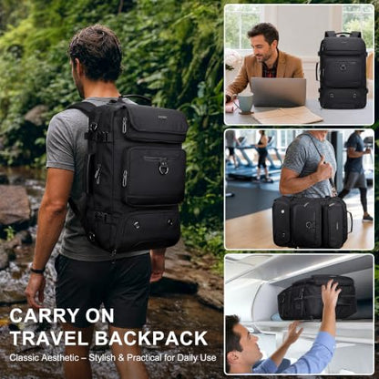 PIJUSHI Carry On Travel Backpack 35L Laptop Backpack Fits 16 inch Laptop - color: Black