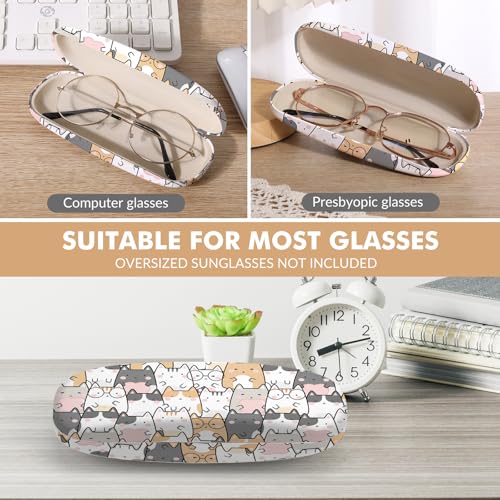 Glasses Case Hard Shell,Portable Protective Eyeglasses Case, Eyeglass Holder Box with Cleaning Cloth, for men women - color: Cat