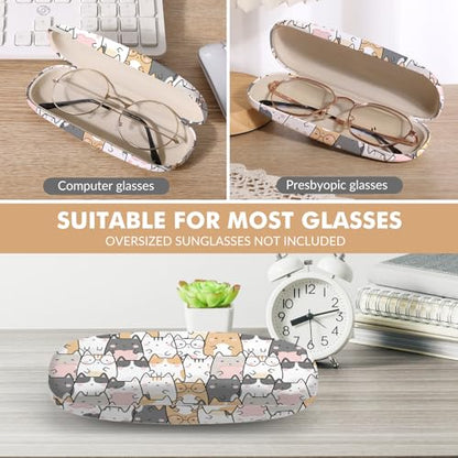 Glasses Case Hard Shell,Portable Protective Eyeglasses Case, Eyeglass Holder Box with Cleaning Cloth, for men women - color: Cat
