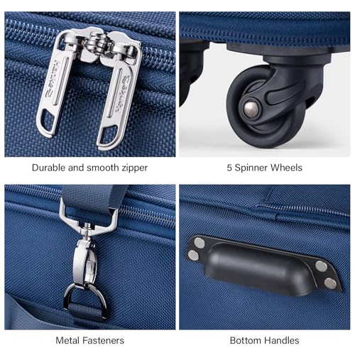 Hanke Expandable Collapsible Luggage with Wheels Suitcase Luggage Rolling Travel Bag Duffel Bag for Men Women Lightweight Suitcase Large Capacity with Spinner Wheel (Blue) - color: Blue-1