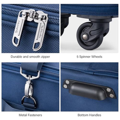 Hanke Expandable Collapsible Luggage with Wheels Suitcase Luggage Rolling Travel Bag Duffel Bag for Men Women Lightweight Suitcase Large Capacity with Spinner Wheel (Blue) - color: Blue-1