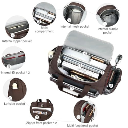 Hanke Small Underseat Carry On Luggage Bags for Travel with 10 Pockets. - color: Coffee, size: Underseat Carry-On