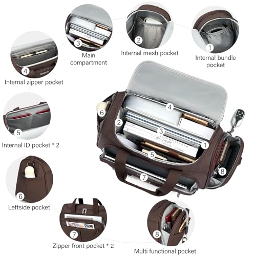 Hanke Small Underseat Carry On Luggage Bags for Travel with 10 Pockets. - color: Coffee, size: Underseat Carry-On