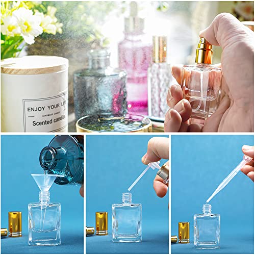 YU FENG 12pcs 15ml Clear Glass Perfume Spray Bottles, Fine Mist Atomizer - color: Gold-2