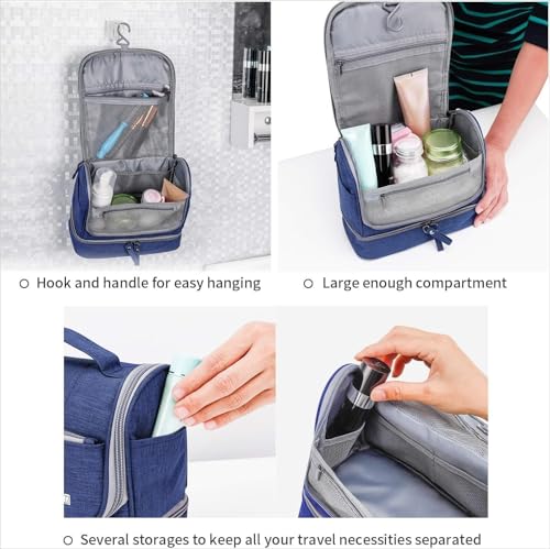 Lightweight Waterproof Travel Hanging Toiletry Bag - Makeup & Toiletries Organizer with Hook for Men & Women (Black) - color: Black