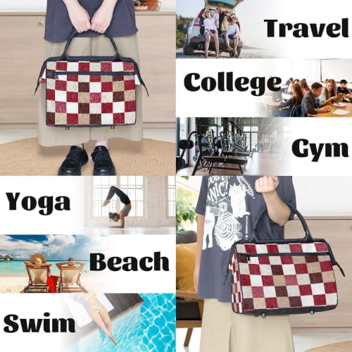 Plaid Overnight Weekender Bag for Men Women,Travel Duffel Bag A9 - color: C-09 Plaid