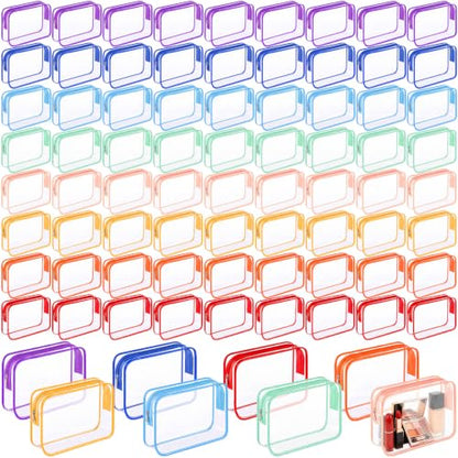 Sanwuta 100 Pcs Clear Makeup Bags Bulk, Toiletry Bag,Colorful - color: Colorful