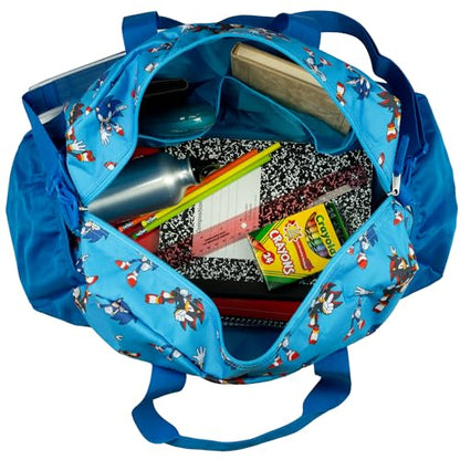 Sonic The Hedgehog & Shadow Duffle Bag, 16 inch Travel Sleepover Weekender Bag for Girls & Boys, Blue - color: Sonic