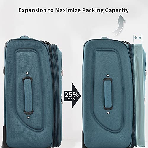 Merax Softside Luggage Set, Travel Suitcase Expandable Lightweight 3 Piece - color: Blue Green, size: 22/26/30