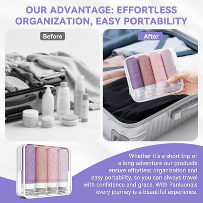Silicone Travel Bottles for Toiletries, TSA Approved Leak-Proof Toiletry Containers for Airplane & Vacation - color: Purple