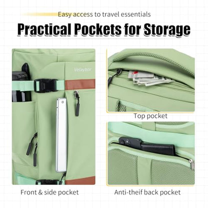 42L Carry On Travel Backpack With 4 Packing Cubes, TSA Friendly - color: Avocado Green