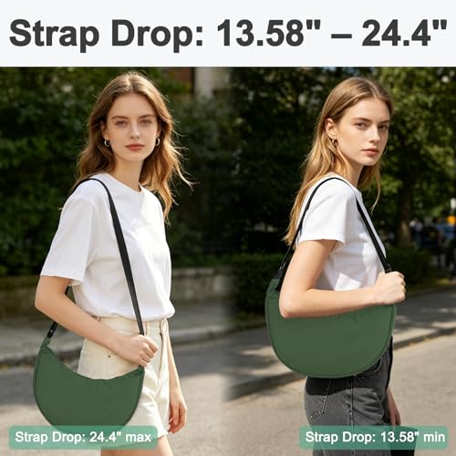 U+U Crescent Crossbody Bag for Women, Sling Bag with Adjustable Strap - color: Olive Green