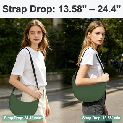 U+U Crescent Crossbody Bag for Women, Sling Bag with Adjustable Strap - color: Olive Green