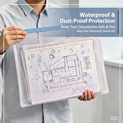A3 Waterproof Mesh Zipper Pouch Bags, 16.9" x 12.2", 5-Pack