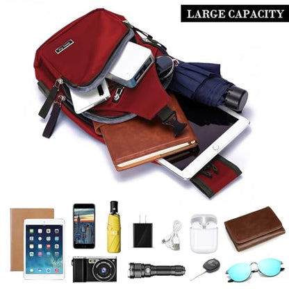 Seoky Rop Men Women Sling Backpack Shoulder Chest Crossbody Bag - color: Red