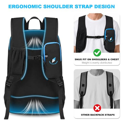 Seektop 15L Foldable Lightweight Hiking Backpack for Men and Women - color: Black