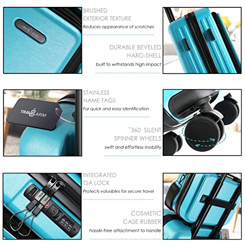 TRAVELARIM 20 Inch Carry On Luggage 22x14x9 Airline Approved Suitcase - color: Teal, size: Carry-on 20 Inch