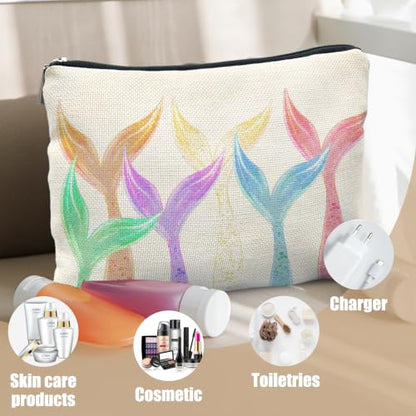 Colorful Glitter Mermaid Ocean Beach Cosmetic Makeup Bag for Women - color: Colorful Glitter Mermaid Ocean Beach